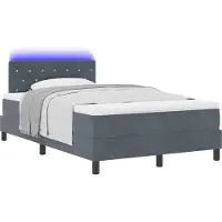 vidaXL LED Boxspringbett mit Matratze Dunkelgrau 120 x 200 cm Samt