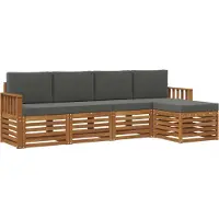 vidaXL Outdoor-Sofagarnitur mit Kissen 5 pcs Natur und Anthrazit