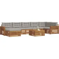 vidaXL Outdoor-Sofagarnitur mit Kissen 8 pcs Natürlich und Hellgrau