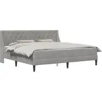 vidaXL Bettgestell mit Matratze Hellgrau 200 x 200 cm Samt