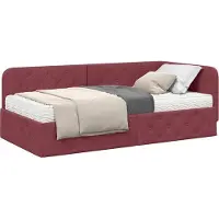 vidaXL Eckbettgestell Weinrot 90 x 190 cm Stoff