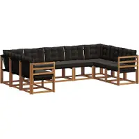vidaXL Outdoor-Sofagarnitur 9 Stk. Natürlich und Schwarz