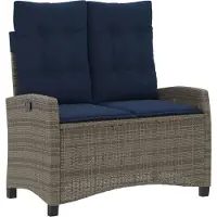 vidaXL Gartenbank Verstellbar mit Kissen Grau Poly Rattan