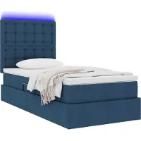 vidaXL LED-Speicherbett mit Matratze Blau 90 x 200 cm Stoff