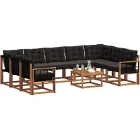 vidaXL Outdoor-Sofagarnitur 10 stk. Natürlich und Schwarz