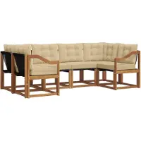 vidaXL Outdoor-Sofagarnitur 6 Stk. Natur und Beige