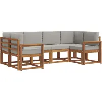 vidaXL Outdoor-Sofagarnitur 6 Stk. Natürlich und Hellgrau