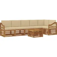 vidaXL Outdoor-Sofagarnitur 7 Stk. Natur und Beige Polyester