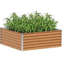 vidaXL Hochbeet Hellbraun 98 x 100 x 36 cm Verzinkter Stahl