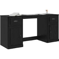 vidaXL Schreibtisch mit Schrank Schwarz Eichen-Optik Holzwerkstoff