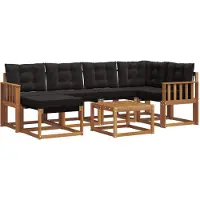 vidaXL Outdoor-Sofagarnitur 7 stk. Natürlich und Schwarz