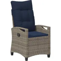 vidaXL Gartenstuhl 2 Stk. Grau und Marineblau Stahl und Polyester