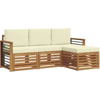 vidaXL Outdoor-Sofagarnitur mit Kissen 4 pcs Natur und Creme