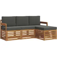 vidaXL Outdoor-Sofagarnitur 4 Stk. Natur und Anthrazit