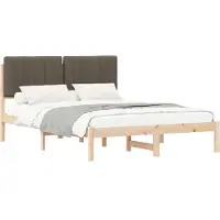 vidaXL Bettgestell mit gepolstertem Kopfteil Taupe 140 x 200 cm