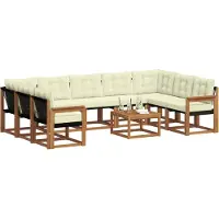 vidaXL Outdoor-Sofagarnitur 10 stk. Natur und Creme