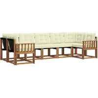 vidaXL Outdoor-Sofagarnitur 7 stk. Natur und Creme