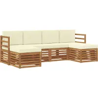 vidaXL Outdoor-Sofagarnitur 6 stk. Natur und Creme