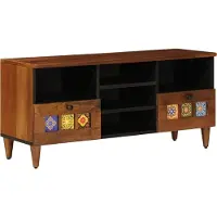 vidaXL TV-Schränk mit Regal Walnuss 100 x 33 x 46 cm Massivholz Mango