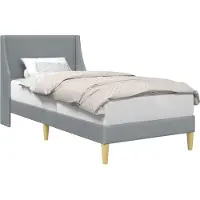 vidaXL Bettrahmen Uni mit Kopfteil Hellgrau 100 x 200 cm Stoff