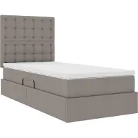 vidaXL LED-Speicherbett mit Matratze Taupe 100 x 200 cm Stoff