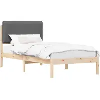 vidaXL Bettgestell mit gepolstertem Kopfteil Dunkelgrau 80 x 200 cm