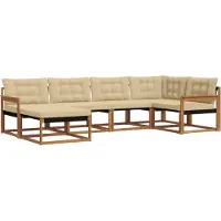vidaXL Outdoor-Sofagarnitur 6 stk. Natur und Beige Massivholz Akazie
