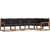 vidaXL Outdoor-Sofagarnitur 5 stk. Natürlich und Schwarz