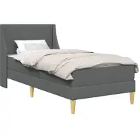 vidaXL Bettgestell mit Matratze Grau 90 x 190 cm Polyester