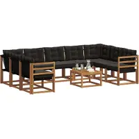 vidaXL Outdoor-Sofagarnitur 10 Stk. Natürlich und Schwarz