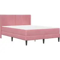 vidaXL Bettgestell mit Matratze mit Kopfteil Rosa 160 x 200 cm Samt