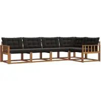 vidaXL Outdoor-Sofagarnitur 5 Stk. Natürlich und Schwarz