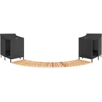 vidaXL Whirlpool-Umrandung Schwarz Poly-Rattan und Massivholz Akazie