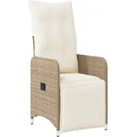 vidaXL Gartensessel 2 Stk. Verstellbar mit Tisch Beige Poly Rattan
