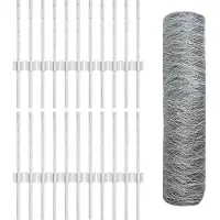 vidaXL Sechseckzaun mit Pfosten 50 x 0,4 m Verzinkter Stahl Silber