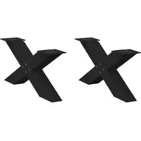 vidaXL Couchtischbeine X-Form 2 Stk. Schwarz 70x(30-31) cm Stahl