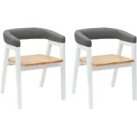 vidaXL Esszimmerstühle 2 Stk. Massives Gummiholz Weiß 54 x 57 x 73 cm