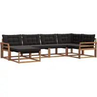 vidaXL Outdoor-Sofagarnitur 6 Stk. Natürlich und Schwarz