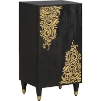 vidaXL Sideboard mit Regal Schwarz 40 x 33 x 75 cm Massivholz Mango