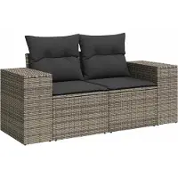 vidaXL Gartensofa-set 8 Stk. 8-Sitzanzahl Grau Poly Rattan