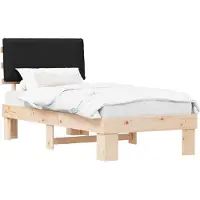 vidaXL Bettgestell mit gepolstertem Kopfteil Schwarz 75 x 190 cm