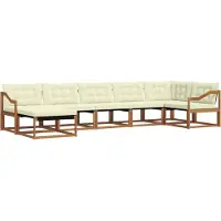 vidaXL Outdoor-Sofagarnitur 7 stk. Natur und Creme Massivholz Akazie