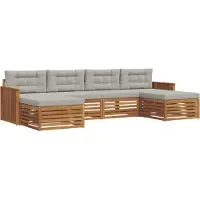 vidaXL Outdoor-Sofagarnitur 6 stk. Natürlich und Hellgrau