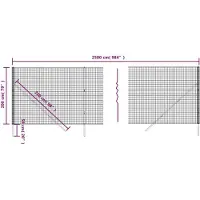 vidaXL Maschendrahtzaun Anthrazit 2x25 m Verzinkter Stahl