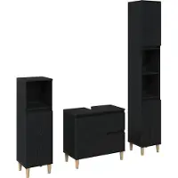 vidaXL Badezimmermöbel-Set 3 stk. Schwarz Eichen-Optik