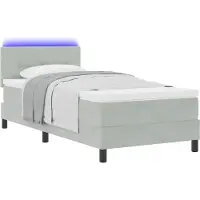 vidaXL LED Boxspringbett mit Kopfteil Hellgrau 90 x 190 cm Samt