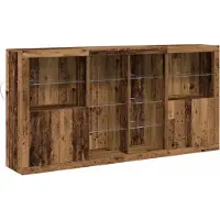 vidaXL LED-Sideboard 3 stk. Altholz 202 x 37 x 100 cm Holzwerkstoff