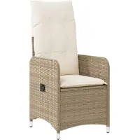 vidaXL Gartensessel mit Kissen Verstellbar Beige Poly Rattan