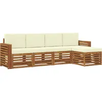 vidaXL Outdoor-Sofagarnitur 5 stk. Natur und Creme