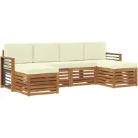 vidaXL Outdoor-Sofagarnitur 6 stk. Natur und Creme